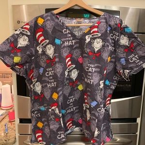 cat and the hat scrub top